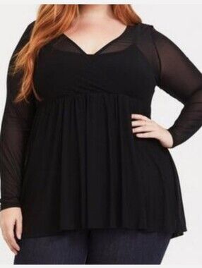 Torrid Sheer Mesh Babydoll Top